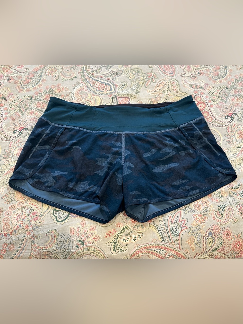 Lululemon Camo Athletic Shorts — Dark Teal